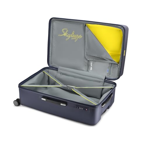 Image of Skybags Plastic Spinner Trunk Check-in Trolley Bag, 78cm | Large Hardsided Luggage with Smooth 8-Wheel & TSA Lock | Suitcase for Travel | 5-Year International Warranty (Navy)
