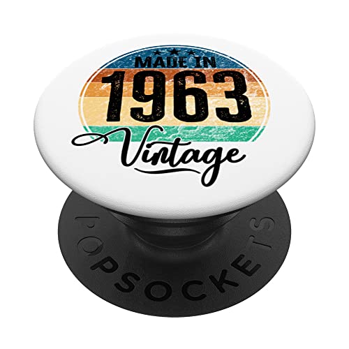 Birthday Vintage Año de nacimiento 1963 Cumpleaños bday PopSockets PopGrip Intercambiable