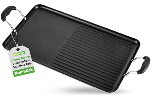 24" NutriChef Double Burner Grill & Griddle Pan