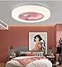 Wentylator sufitowy LED z oświetleniem, 36W Niewidzialny fan Sufit Light, Sufit Light, Regulowany Prędkość wiatru, Ultra-Cicha Sypialnia Salon Wentylator Wentylator Lampa Sufitowa (Color : Rosa)