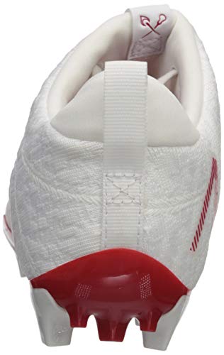 New Balance Burn X2 Tênis masculino de lacrosse de corte baixo, Branco/Vermelho, 4.5