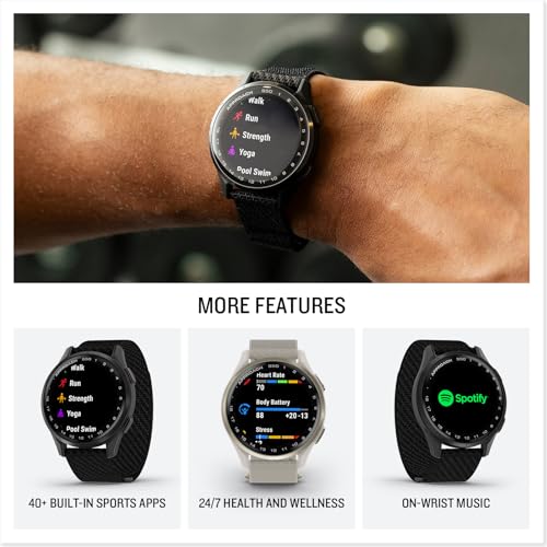 Image of Garmin Approach S50, Advanced Golf GPS Smartwatch, AMOLED Display, On-Course Features, Wrist-Based Heart Rate, Slate Aluminum Bezel with Black ComfortFit Nylon Band