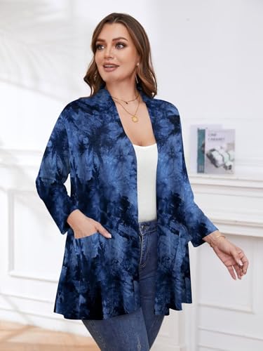 Image of BELAROI Plus Size Lightweight Cardigan Sweaters for Women Casual Open Front 3 /4 Sleeve Cover Up
