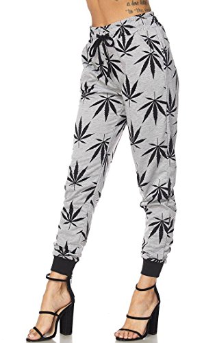 SOHO GLAM Women's Classic Soft Comfy Drawstring Gray Weed Jogger Pants - Small 3 SOHO GLAM Women's Classic Soft Comfy Drawstring Gray Weed Jogger Pants - Small - Image 4