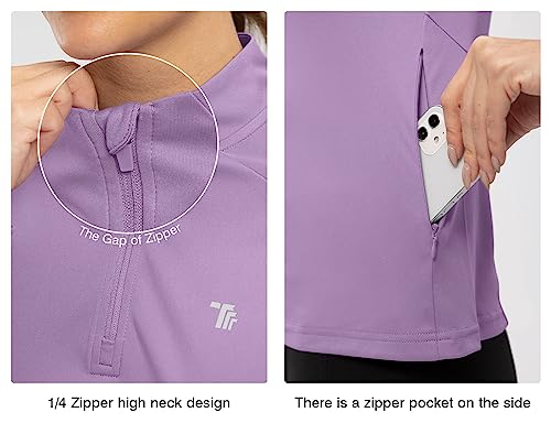 Tbmpoy Women'S Sun Protection Long Sleeve Women Quick Dry 1/4 Zip Pocket Shirts Hiking Workout Athletic Tops thumb #3