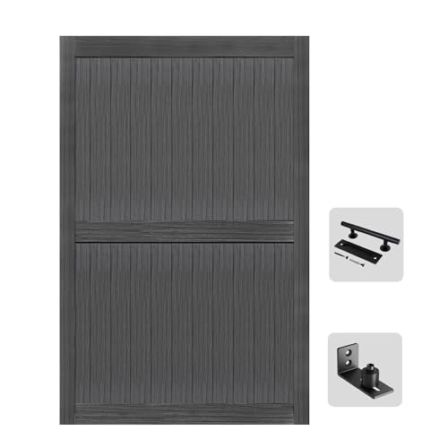 S&Z TOPHAND® 54in x 84in MDF Deep Gray Barn Door, 24-60in Solid Barn Door Slab Covered with Water-Proof PVC Surface, Simple Assembly is Required