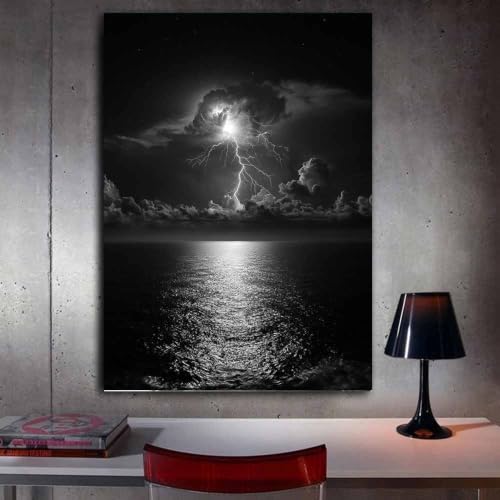 Poster noir et blanc tempêtes pour créer un salon moderne et épuré