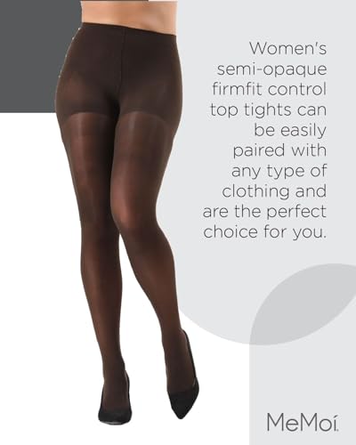 Image of MeMoi Semi-Opaque Tights, Comfortable and Lightweight Control Top Tights, 40 Deneir - Sizes Small to Q2