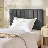 Hearth & Harbor Upholstered Twin Headboard - Easy Assemble Channel Stitched Headboard Twin Size - Wall Mounted Headboards with 3D Soundproof Wall Panels Peel & Stick Floating Headboards, Grey