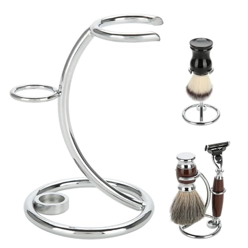 Kaimeilai Supports pour Rasoirs et Blaireau de Rasage, Support de Brosse en Métal pour Hommes, Argent