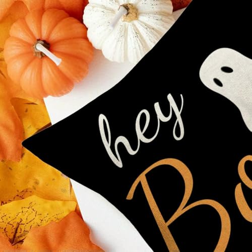 Housses de coussin d'Halloween carrées orange noir blanc