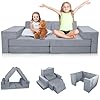Coolbebe modular kids play couch 7pcs couch for kids building fort toddler play foam convertible couch for boy girl child sofa for playroom bedroom grey  urban country home decor