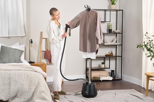 Dampfglätter für Kleidung – Professionelle Dampfbürste mit 2200W, 3l Wassertank und zwei Dampfeinstellungen für schnelle Faltenentfernung – Für alle Stoffe geeignet, in 35 Sek. bereit – Mattschwarz