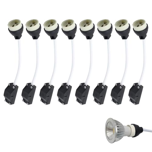 8 Pack GU10 Lamp Holders 2A 250V, GU10 Ceramic Lamp Bases with Terminal Box Socket for GU10 LED, Halogen Bulbs Downlights Recessed Fire Downlights, Lamp Bases Adapter Fitting for Spotlights