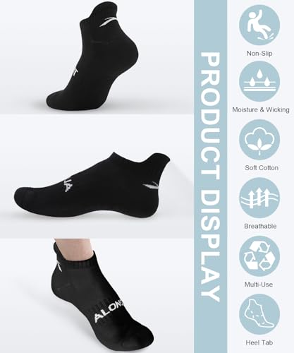 ALONG FIT 3/4 Pairs Non Slip Grips Sock for Women Men Pilates Yoga Socks for Barre Hospital Barefoot Grippy Sock3