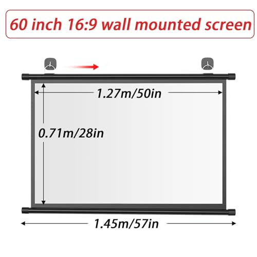 Pantalla manual para proyector 60" 16:9 blanca miniatura 6