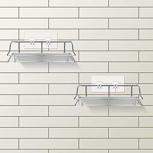 2-Pack 9" Rustproof Stainless Steel Shower Caddy, Adhesive Bathroom Wall Mounted Storage Accessories Shower Shelf Organizer, Chrome #TOP5