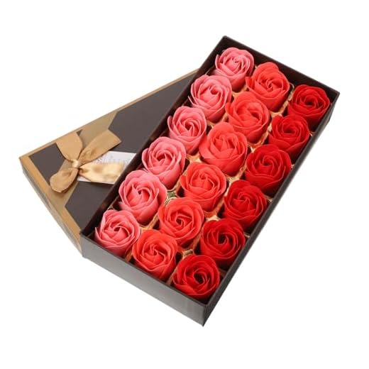 HOMSFOU 1 Caja De Jabón De Rosas Decoración De La Boda Decoraciones De Flores De Boda Rosa Artificial Floral Ramo De Pétalos De Rosa Perfumado Jabón Perfumado Flor De Rosa Rosa Encantada