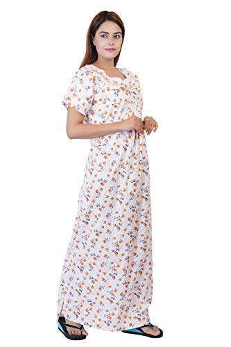 Image of Women's Cotton Block Print Knee Length Nighty