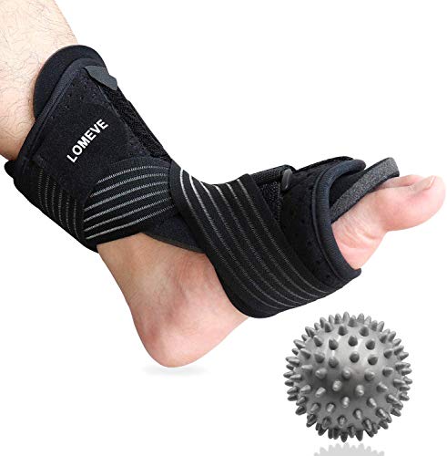 Plantar Fasciitis Night Splint Foot Drop Brace, Adjustable Night Splints for Plantar Fasciitis Pain Relief, Tendonitis Foot Support with Hard Spiky Massage Ball