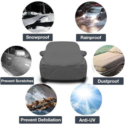 Image of Auto Hub Waterproof Car Cover Compatible with Santroo Xing (Model : 2019-Till Date) with Mirror Pockets, Soft Cotton Lining, Santroo Xing Car Cover Waterproof, Grey
