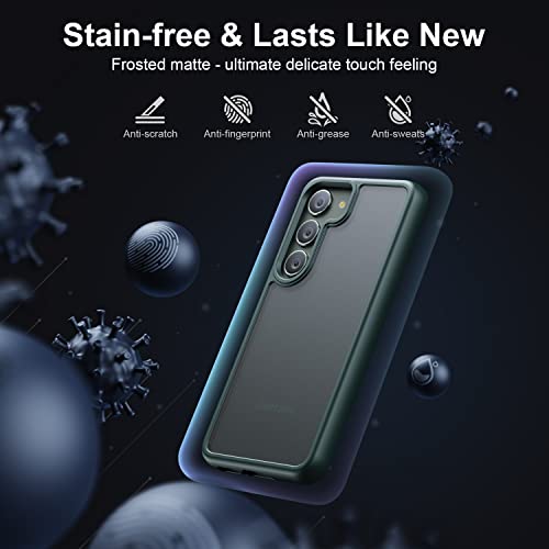 Raelmila Designed For Samsung Galaxy S23 Case [Military Grade Drop Tested] [Ultimate Silky Touch] Shockproof Translucent Matte Back & Soft Bumper, Protective Slim Thin Samsung S23 Case 6.1", Green #TOP3