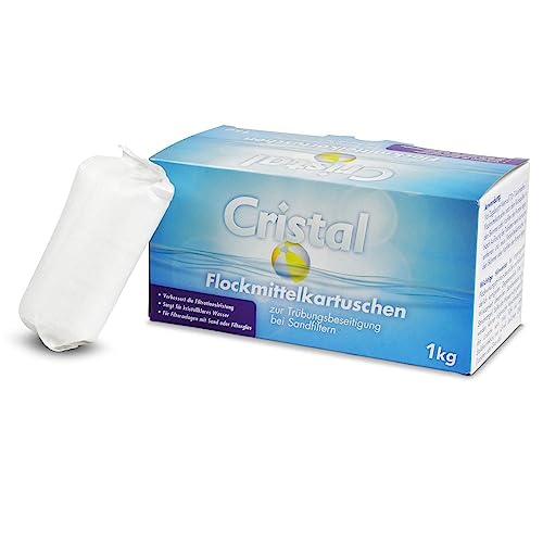 Cristal 1 kg Flockmittel Trübungsentferner Pool Kartuschen 8 x 125g für Filteranlagen Sand & Glas Flockungsmittel Poolreiniger Poolpflege klares Wasser