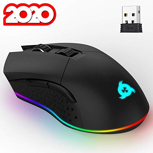 ??KLIM Blaze - Souris Gamer Sans Fil RGB - Rechargeable + Capteur Haute Précision avec Batterie Longue Durée + 6000 DPI Réglable + Modes filaire et sans fil + NOUVEAUTÉ 2020