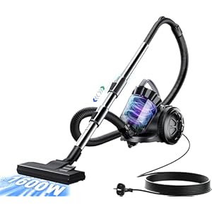 Beutelloser Staubsauger ohne Beutel,1600W Staubsauger|70dB|Bodenstaubsauger|HEPA Filter Bodendüse für Parkett,Teppich,Fliesen,leistungsstarker Staubsauger mit 5m Kabel=13m Aktionsradius 2,2L