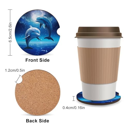 4PCS Portavasos para Auto - Delfines Noche Estrellada Universal miniatura 2