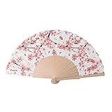 CARACTERÍSTICAS – El abanico abierto mide 42,5 cm de largo y 23 cm de alto. Cuando está cerrado ocupa poco espacio, por lo que es ideal para llevar en el bolso y que no te ocupe espacio. Además, al estar fabricado en madera y textil su peso es de menos de 100 gramos.