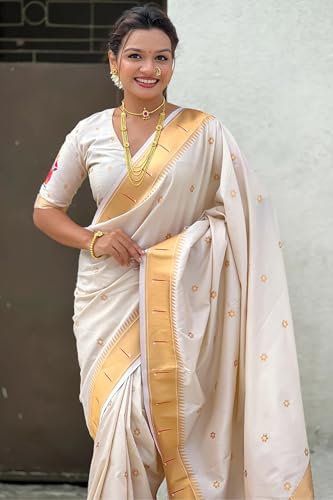 Image of SGF11 Women's Kanjivaram Paithani Silk Saree With Unstitched Blouse Piece