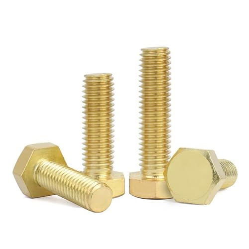 Image of M4*10mm Brass Hexagon Screw Bolts - 10 PCS External Hex Head Tap Bolts Hexagon Screws with External Hexagon Thread