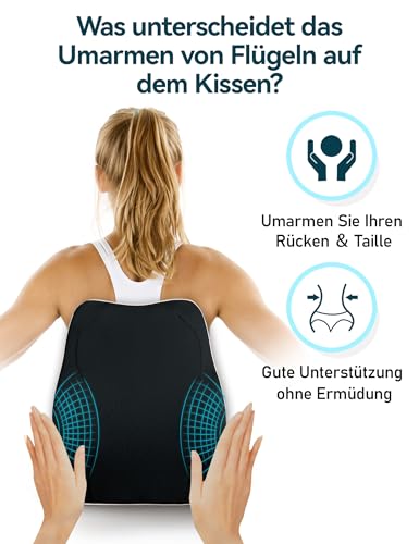 Travel Ease Ergonomisches RückenKissen aus Memory Foam, Lendenkissen für Bürostuhl, Schreibtischstuhl, mit Antistatischem, hautfreundlichem Bezug und für eine Bequeme Sitzhaltung (Schwarz)