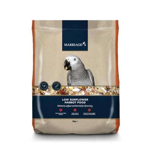 Marriages - Low Sunflower Parrot Food 2kg Parrot Seed with Oats and Peanut Kernels Wholesome Bird Seed Bird Food Packed with Fibre and Protein