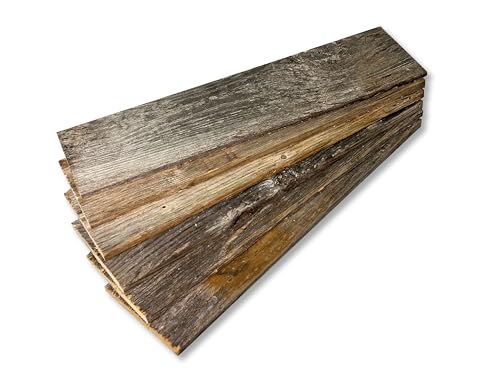 Rustic Revival | Handmade Reclaimed Barnwood Craft Bundle | Unfinished Authentic Weathered Wood Planks for DIY Home and School Projects (12 x 3.5 x .25) 6 Pack