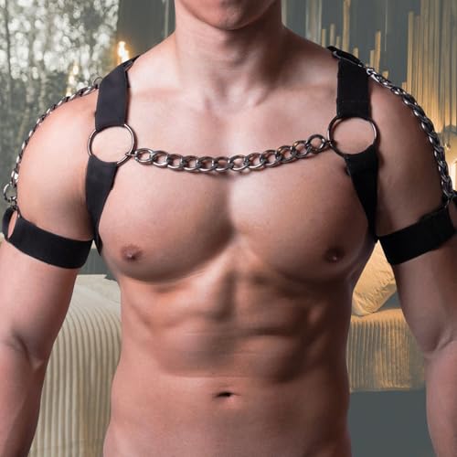 Mens Sexy Chain Harness Belt Goth Straps G-string Underwear Elastic Nylon Body Chest Harness2