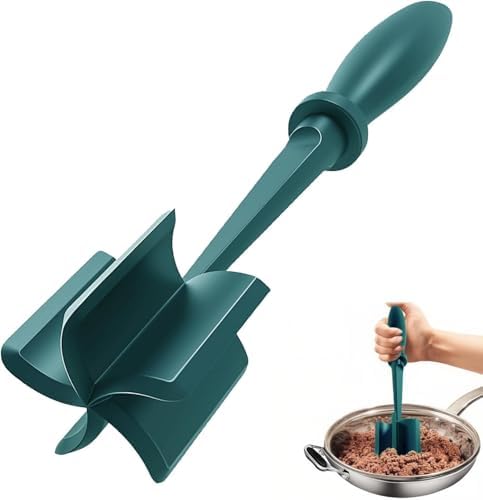 Meat Chopper for Hamburger, Premium Heat Resistant Masher and Smasher for Ground Beef, Ground Turkey and More, Nylon Ground Beef Chopper Tool and Meat Fork, Non Stick Mix Chopper (aqua)