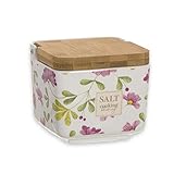  Dcasa Salero Floral de cerámica y Tapa de bambú