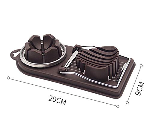 Egg Slicer,Fruits Slicer Cutter Wedger-2 in 1 Stainless Steel Cutting Wires-Durable Use Multi Purpose Slicer-Creative Kitchen Cooking Essential Equipment (Brown) - Thumbnail 5