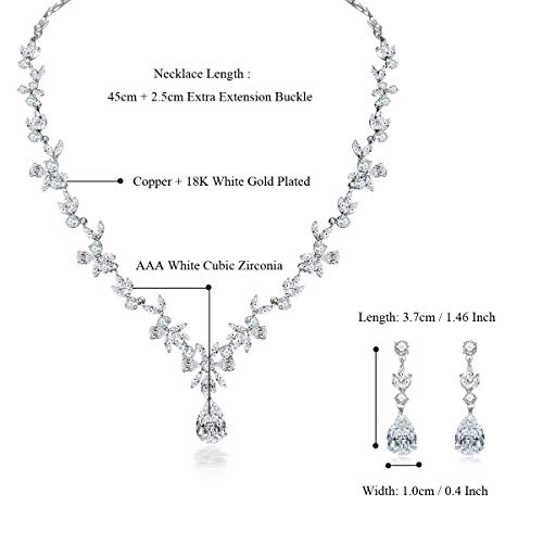 Hadskiss-Jewelry-Set-for-Women-Necklace-Dangle-Earrings-Bracelet-Set-Jewelry-Set-with-White-AAA-Cubic-Zirconia-Allergy-Free-Wedding-Party-Jewelry-for-Bridal-Bridesmaid