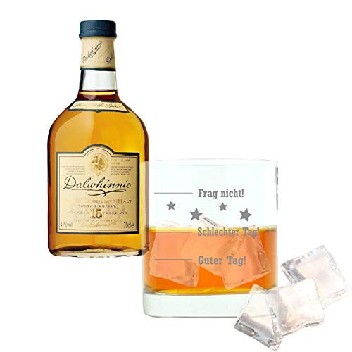 Dalwhinnie Whiskey 75919 - Juego de 2 Botes de Whisky de 15 años por año, para Whisky, Alcohol, Alcohol, Alcohol, 43%, 700 ml, Regalo para el día del Padre, con Cristal Grabado