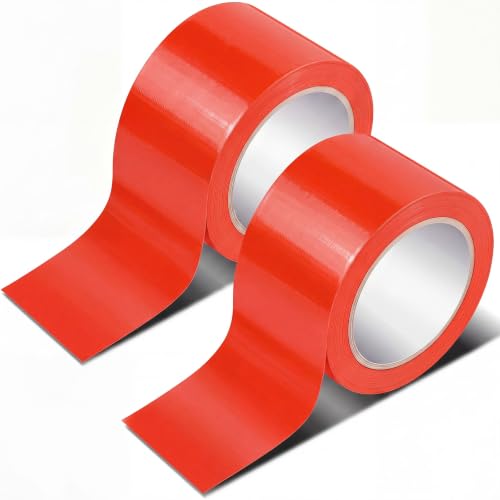 Image of Pangda Red 36 yd X 2 in 2 Rolls Dance Floor Vinyl Tape Durable Tape Splicing Strong Adhesion No Residue for Gym Dance Room Restaurants Kitchen Floor Safety Marking