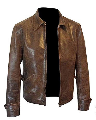 Men's JB 007 Skyfall Vintage Brown Rugged Shirt Leather Jacket