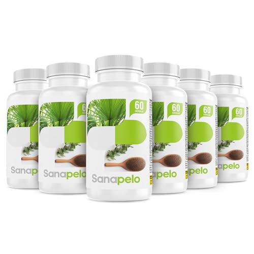 Sanapelo – Cápsulas Naturales para Fortalecer el Cabello y las Uñas – Cápsulas Anticaída del Cabello | Con Biotina, Zinc, Selenio y Extractos Vegetales |Hombres y Mujeres- SANACAPS (6 BOTES)