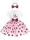 FYMNSI 3 Geburtstagkleid M�dchen Kinder 3. Geburtstag Outfit Erdbeere T�t�rock Kurzarm T�ll Prinzessin Partykleid Festliches Festkleid Taufkleid Sommerkleid mit Stirnband Fotoshooting Rosa 3 Jahre