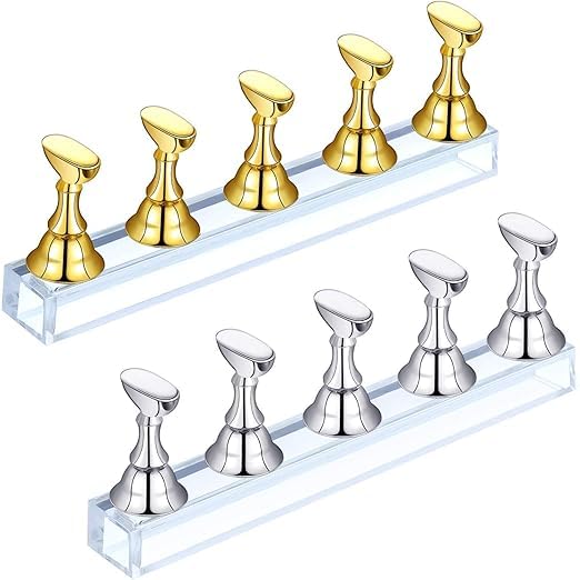 EXPESIA Acrylic Nail Practice Display Stand, 2 Sets with Magnetic Holders, Gold and Silver, Manicure Tools-picture-29
