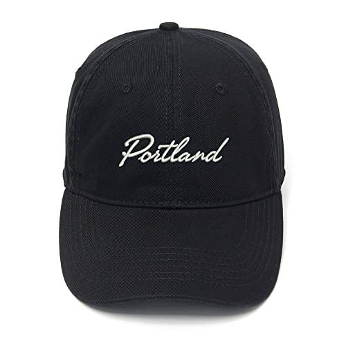 Cijia-Cijia Men's Baseball Caps Portland City - ME Embroidered Dad Hat Washed Cotton Hat (Black,7 3/8)