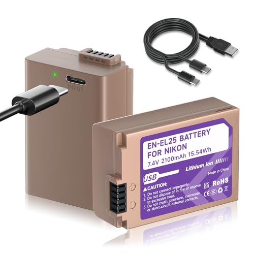 Batería EN-EL25 Tipo-C con carga rápida en 2 horas para cámaras Nikon Z recargable