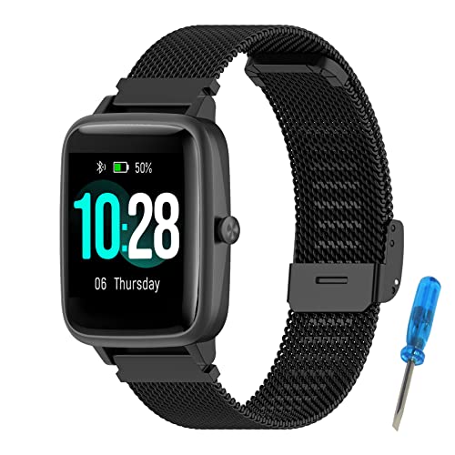 SenMore ID205L Strap, Beautiful Metal Strap Compatible with ID 205/ 205L/ ID215G, 19mm Stainless Steel Replacement Strap for SW025/ SW023/ SW021/ SW020/ TE021/ TE020/ YM023/ YM021/ YM020